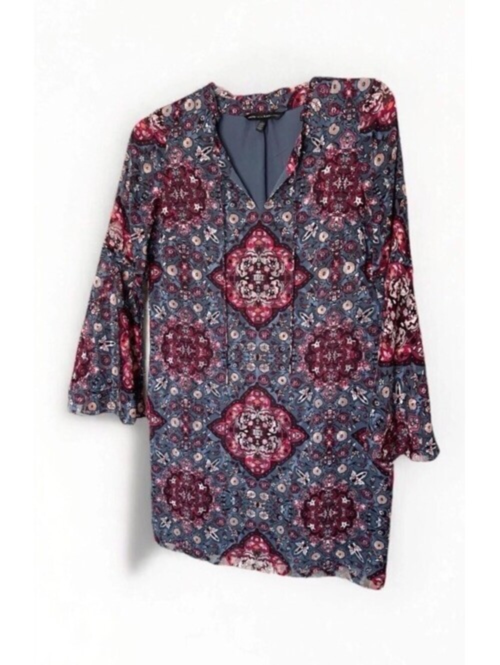 White House Black Market Tunic Mini Dress M Chiffon Whimsigoth Boho